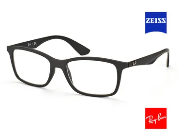 Очки для компьютера Ray-Ban RX 7047 5196 56 с линзой Zeiss DuraVision Blue Protect UV Черный Narrow - 1